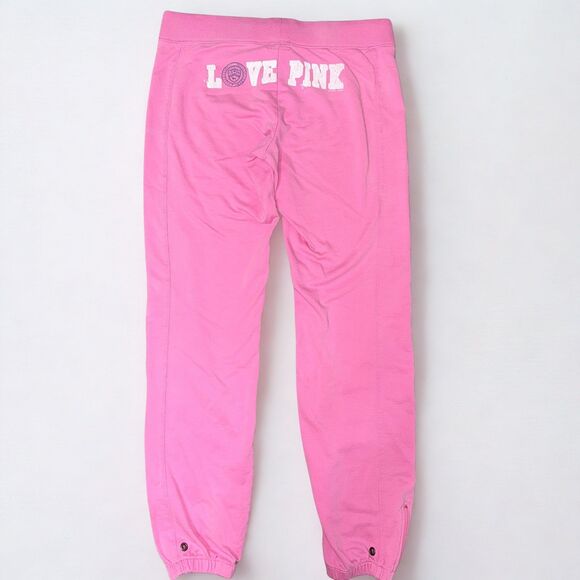 Vintage Victoria's Secret Pink Sweatpants Y2K 2000s Joggers Ankle Zipper Size S - Picture 2 of 5